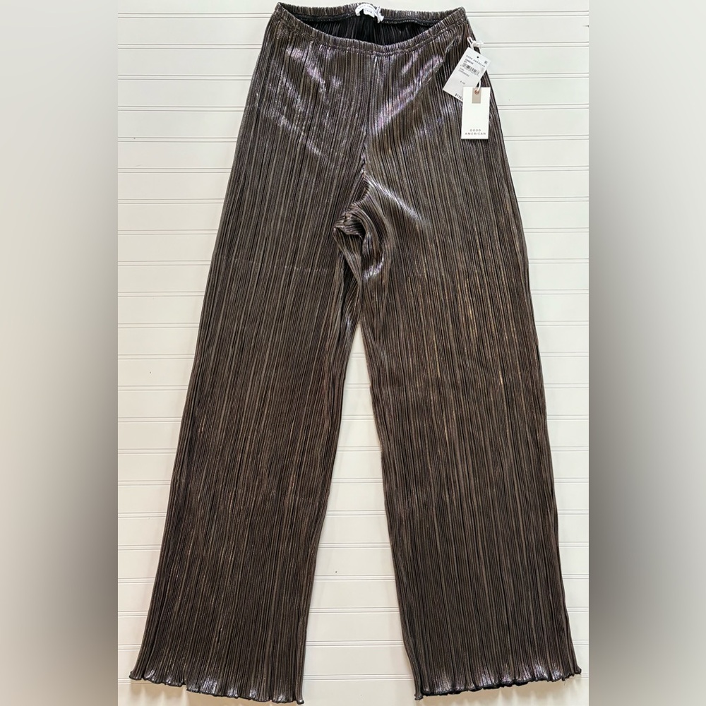 Good American Chrome Plisse Metallic Pants 
NWT Size Small/Medium Wide Leg NEW